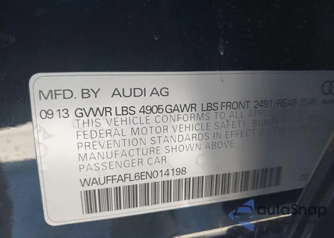 2014 Audi A4 2.0T Premium z USA, uszkodzony, nr VIN WAUFFAFL6EN014198